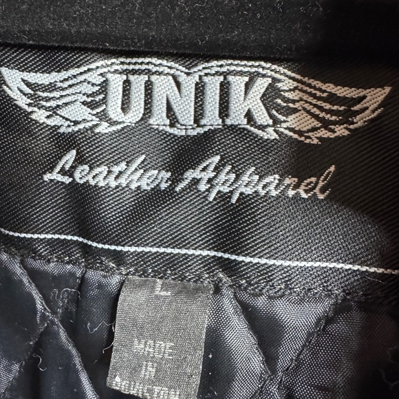 Vintage Unik Leather Fringe Motorcycle Coat for Men / Women Size Large w/ Liner - Picture 3 of 11